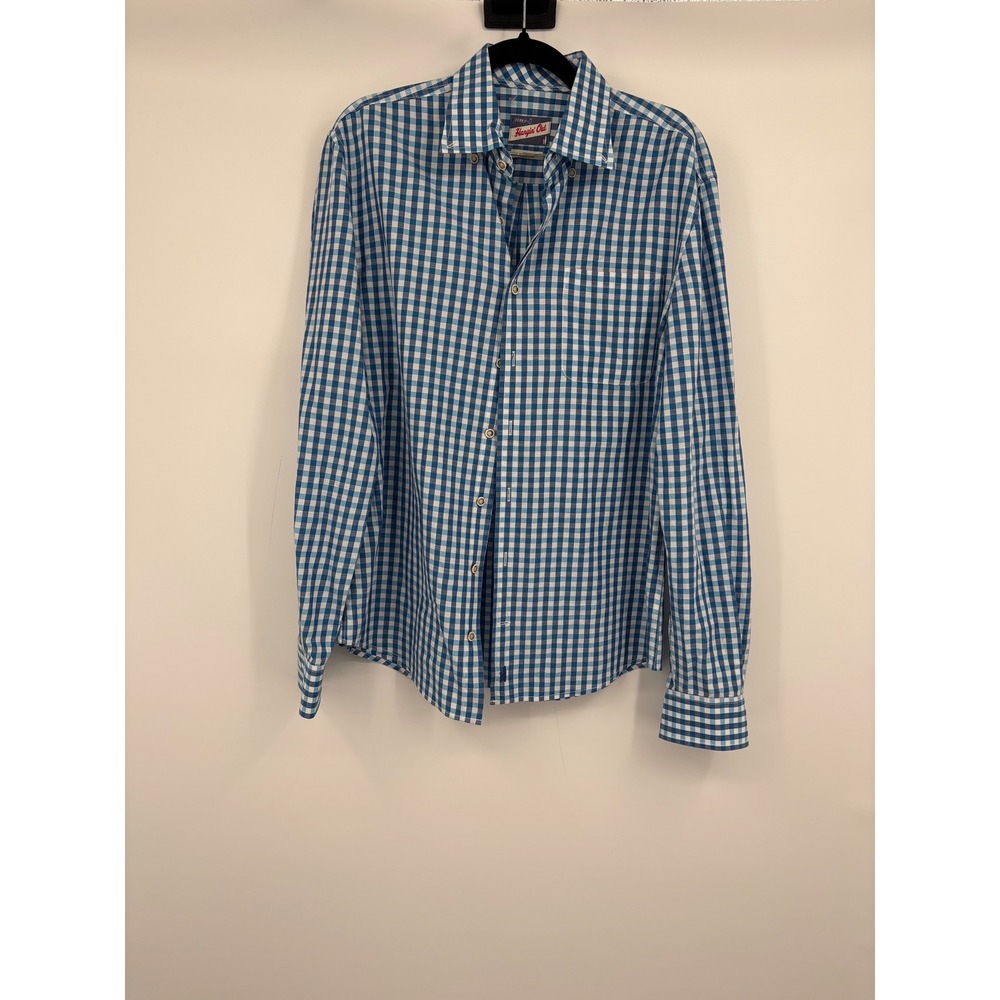 Johnnie O Hangin Out Mens Blue Gingham Button Down Shirt Small